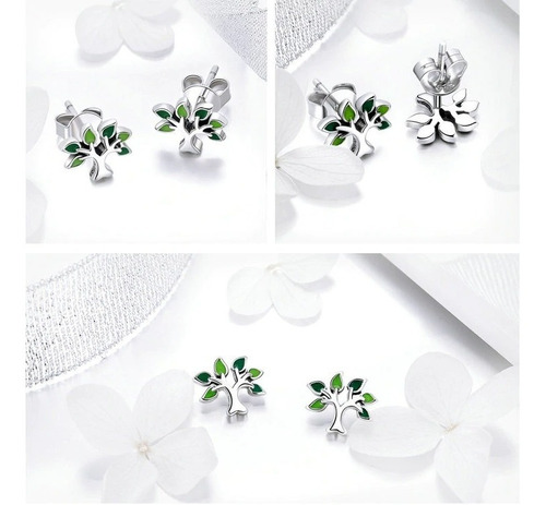 Imagen 4 de 5 de Aretes Topos Para Mujer Árbol De La Vida En Plata 925
