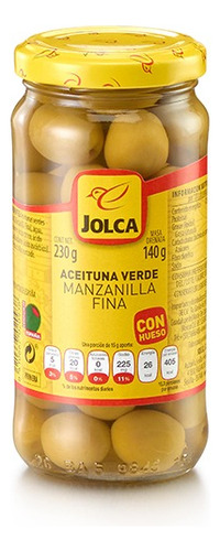 Aceituna Jolca Verde Con Hueso Manzanilla Tarro 850g