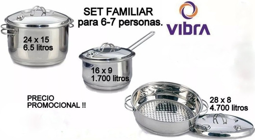 Vibra Set Familiar Para 6 Personas - Ollas Y Bifera/sarten