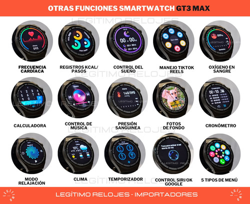 Imagen 9 de 10 de Smartwatch Hombre Gt3 Max Reloj Inteligente Elegante Sport