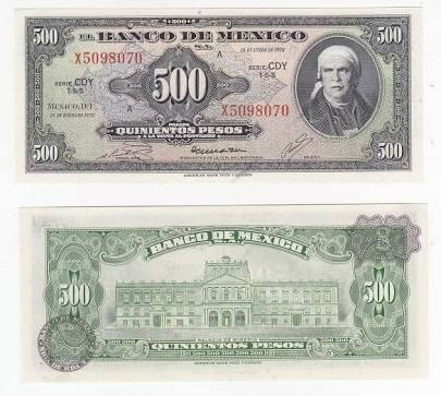 Un Billete 500 Pesos Morelos Condición Semiusado