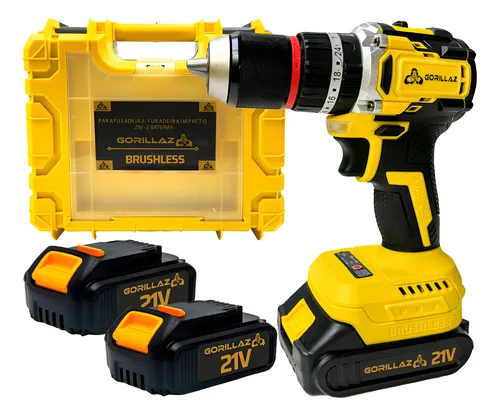 Furadeira Parafusadeira Impacto Sem Fio 2 Baterias Brushless 3/8"...