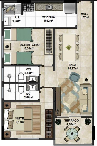 Imagem 6 de 12 de Apartamento Com 2 Dormitórios À Venda, 60 M² Por R$ 235.000 - Ocian - Praia Grande/sp - Ap2638