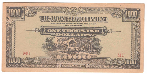 Billete Malaya 1,000 Dolares (1944) Bajo Dominio Japones