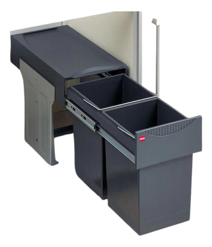 Cubo Cesto Residuos Cod. Hafele 502.70.252 Doble 2x15 Litros Color Gris