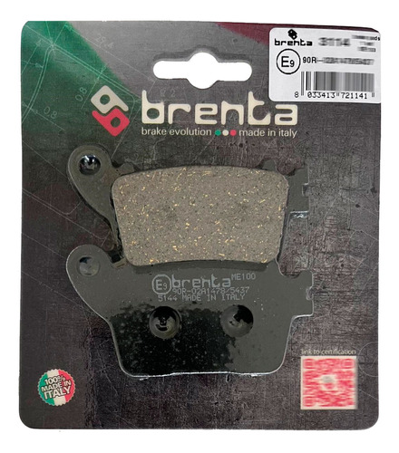 Pastilha Freio Traseira Brenta Cbr 600f 2012-2014 Sem Abs