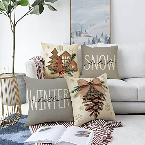 Juego 4 Fundas De Almohada Decorativas Navidad 20 Cm