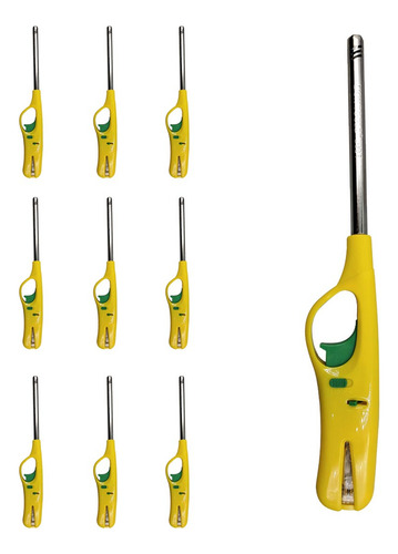 Encendedor Gas Multiusos Electrico Recargable Amarillo 10pz