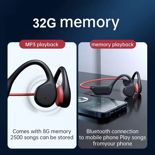 Auriculares de conducción ósea, IPX8 impermeables para natación,  reproducción MP3 incorporada de memoria 32G, auriculares Bluetooth  inalámbricos de