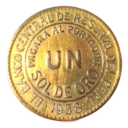 Moneda Un Sol De Oro Del Perú Año 1958
