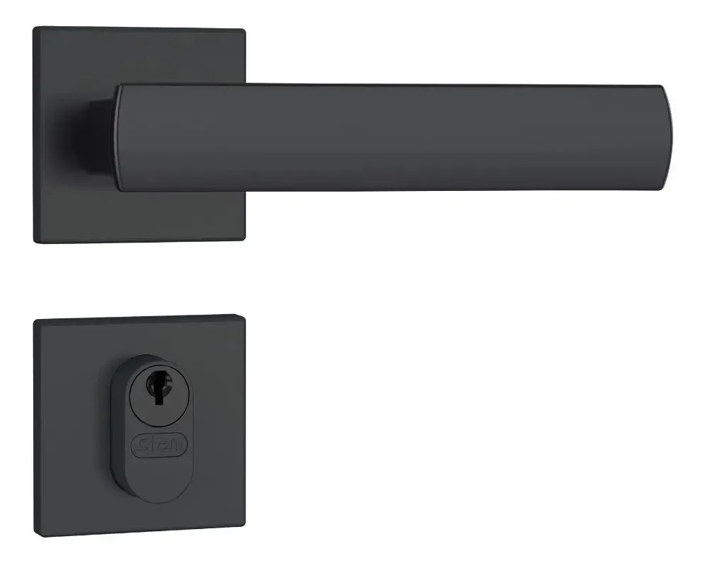 Fechadura Externa 803/35 Roseta Quadrada Preto Fosco Stam Preto