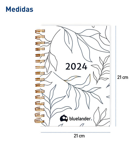 Agendas 2024 Escolares Organizador Planeador Diaria 21*16 Cm Portada Blanco Agenda espiral
