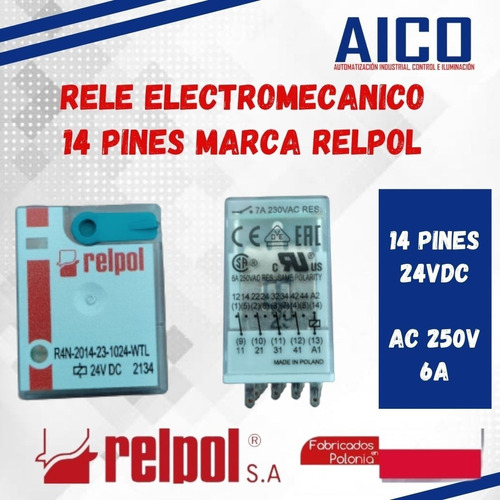 Rele Electromecanico 14 Pines 24vdc Marca Relpol