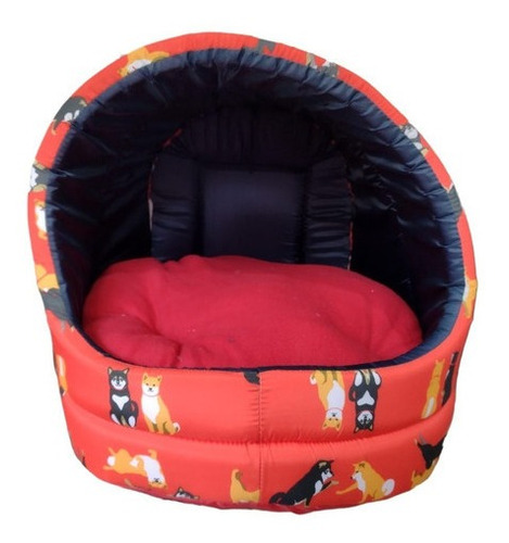 Cama Mascotas Perros Gatos Iglu Estampado Acogedora Talla Xl