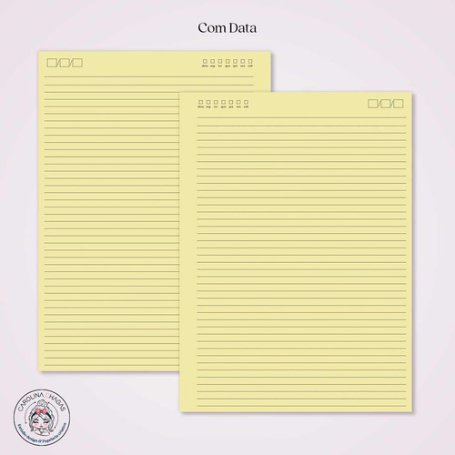 Miolo Caderno Universitário Básico 1 - 100 Folhas Amarelo Pautado