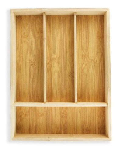 Imagem 3 de 6 de Porta Talheres Retangular Em Bambu C/ 4 Divisórias Clink