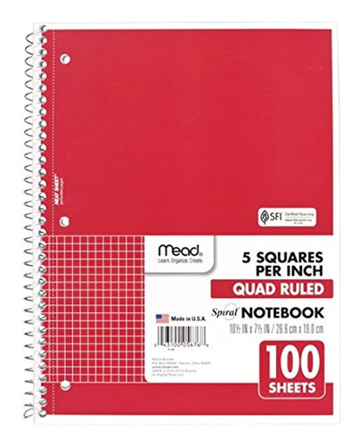 Cuaderno Mead Cuadriculado Con Espiral Qr,