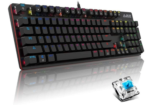 Imagen 2 de 9 de Teclado Mecánico Gamer Retroiluminado 104 Teclas Blue- Ajazz