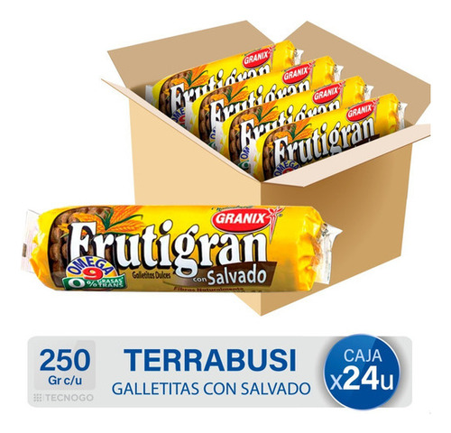 Caja Galletitas Frutigran Salvado Granix Dulces Omega 9 Pack