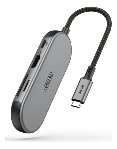 Conector Usb C 7 Puertos Hdmi Usb C Lector Sd/tf Grey