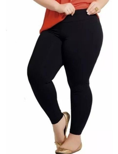 Imagem 1 de 3 de Kit 6 Calça Legging Fitness Lisa Suplex Cós Alto Plus Size