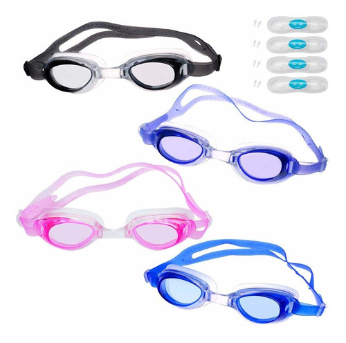 Lentes De Natación Peicees Pack De 4  Para Niños 6-14 Co Ltn