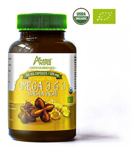3 Unid. Cápsulas Aceite De Sacha Inchi Orgánico En Softgel