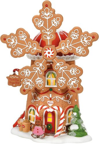 North Pole Village Ginger  Cookie Mill Animated Lit Bui...