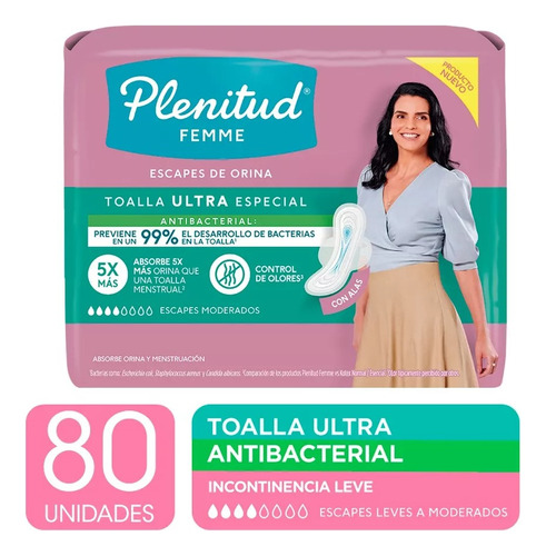 Plenitud Toalla Ultra Femme 4 Gotas X160 U (con Alas)