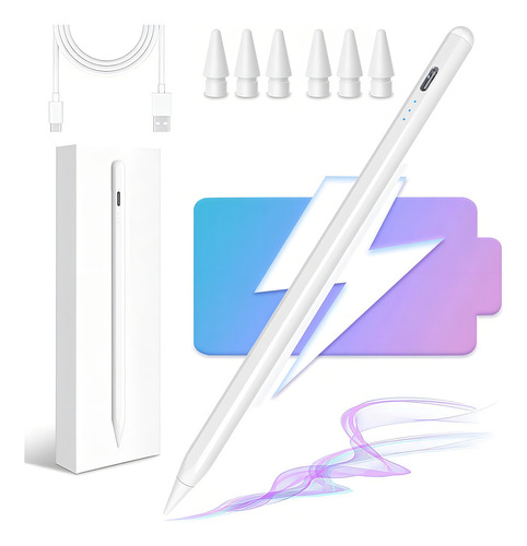 Pencil iPad, Stylus Pen con Carga Rápida, Rechazo de Palma y Detección de Inclinación, Lápiz para iPad 10/9/8/7/6 Generación, Pro 11/12.9(3/4/5/6th), Air 3/4/5, Mini 5/6