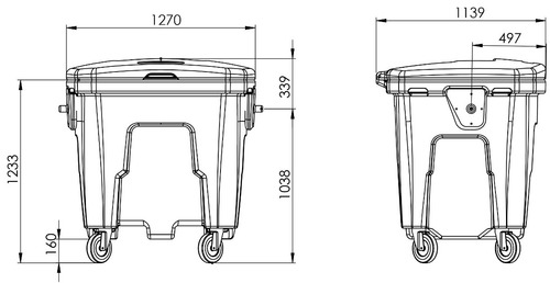 Imagen 6 de 7 de Contenedor De Residuos - Basura De 1100 Litros - 4 Ruedas