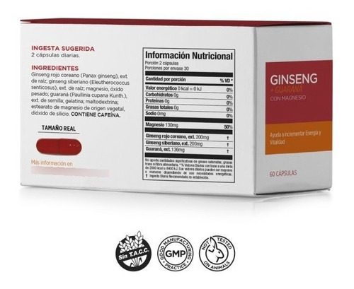 Ginseng + Guarana, Magnesio X 60 Caps Vitamin Way