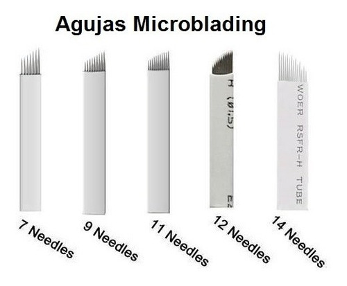 5 Agujas Filos Flex Blancos 7, 9, 12, 14 Microblading