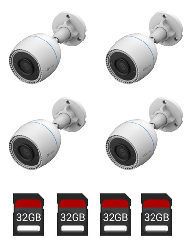 Combo X4 Ezviz H3c 1080p Seguridad Exterior + Memoria 32gb