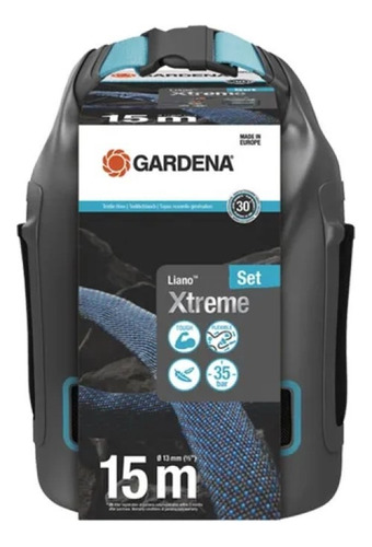 Manguera Gardena Liano Xtreme Set Con Acoples Negro