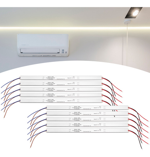 Kit 10 Fonte P/ Perfil Slim Driver Fita De Led 12v 15a 180w