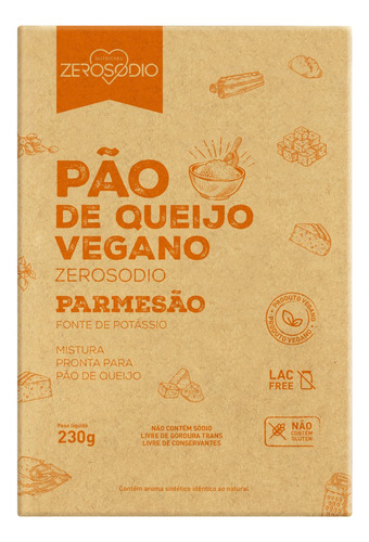 Mistura para Pão de Queijo Vegano Parmesão Zero Lactose Zero Sódio Caixa 230g