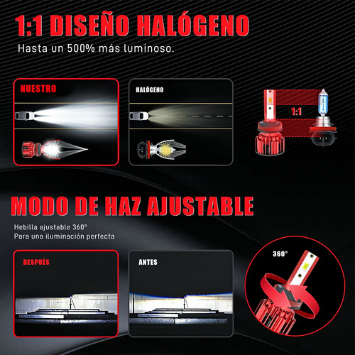 9005+h11+h11 Led Luz Faros Set Para Toyota Highlander 11-12