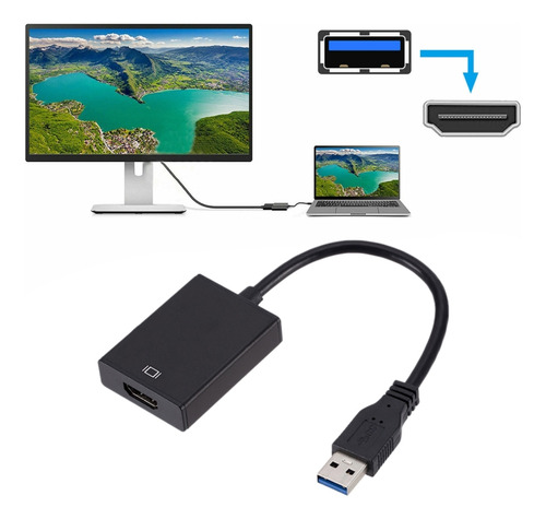 Cable Conversor De Tarjeta Gráfica Externo Negro Usb3.0 A Hd