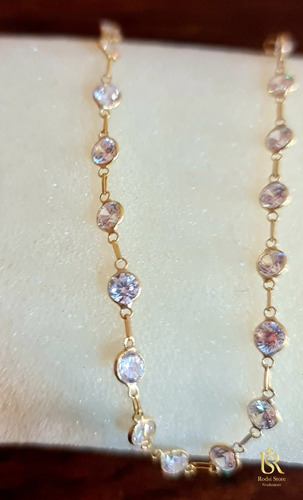 Pulseira De Ouro 18k Reforçada Com 15 Pedras Redondas Com Nf