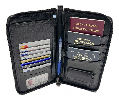 Porta Pasaporte Cuero Organizador Porta Documentos Viaje 