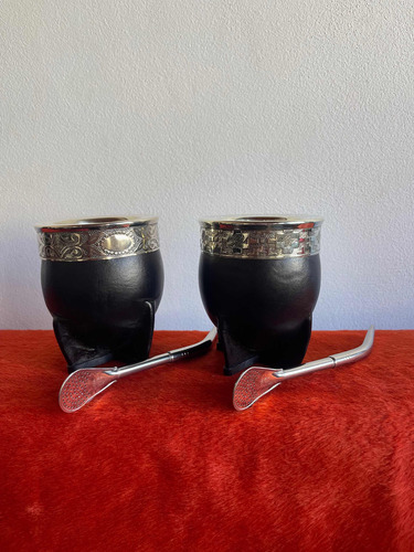 Mate Imperial De Cuero Alpaca Calabaza Con Bombilla Incluída