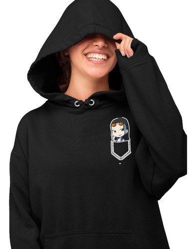 Sudadera Negra Anime De  Bolsillo-robin1 One-piece