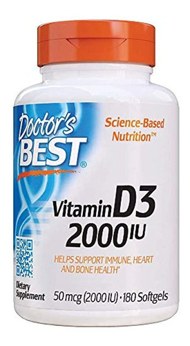 Doctor's Best Best Vitamina D3 2000 Ui, Cápsulas De Gel Blan