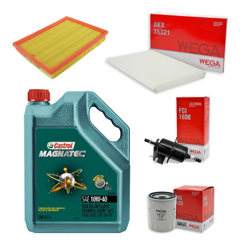 Kit 4 Filtros + 4l Aceite Castrol 10w40 Fiat Palio Wega