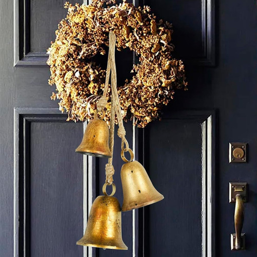 Set De Decoración Navideña De 3 Campanas De Latón Con Forma