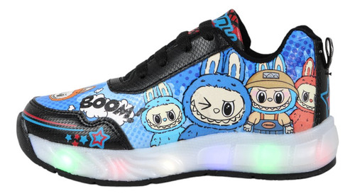 Tenis Niño La Bubu Luces Led Labubu The Monsters Antiderrapante Niños Tenis Infantil