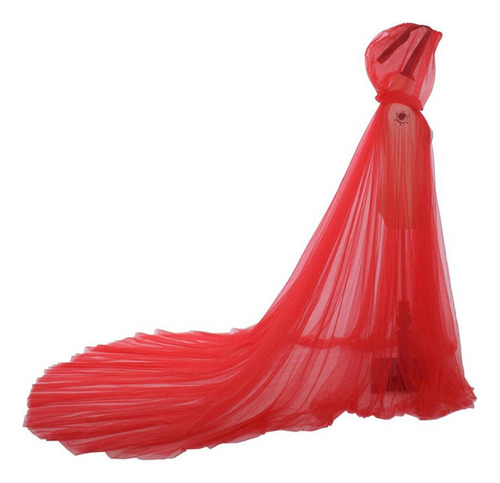 Capa Con Capucha De Tul Para Disfraz De Halloween, Rojo