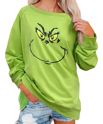 Hudenrtv Camisa Navidad Para Mujer Sudadera Verde Raglan