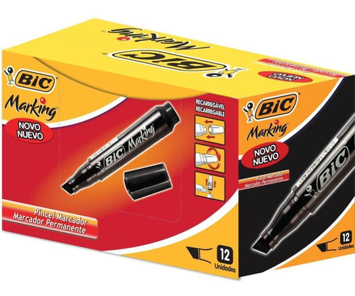 Pincel Marcador Permanente Marking Recarregavel Preto